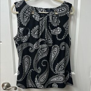 Tommy Hilfiger Black and White Tie Front Blouse